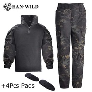 Plus Kids Camouflage Training Clothes Suit Tactical Shirt Pants With Pads CS Field Camping Military