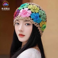 Spring Autumn Style Handmade Hat Women Pullover Hat Pure Handmade Crochet All-Match Knitted Hat Ladi
