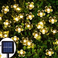7M5M Solar String Lights Outdoor Christmas Decor for Home 28Mode Waterproof Blossom Flower Garden Decor Fairy Street Lighting