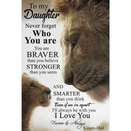 To My Daughter Poster Lion Father and Daughter Inspiration Quotes Print Art Printcanvas Poster Home 