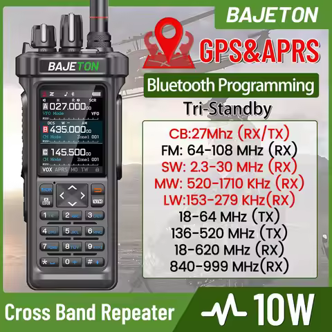 BAJETON BJ-9000 Walkie Talkies Long Range GPS APRS 10W 27Mhz Transceiver AM CB Bluetooth Phone Progr
