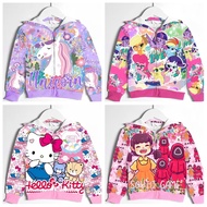 Sweater / Jacket Hood Girl Kids Cartoon Pony Unicorn Squid game hello kitty | Baju Sejuk Jaket kartun Budak Perempuan