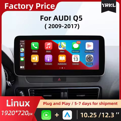 Wireless Carplay Android Auto For AUDI Q5 Car Radio Multimedia BT Video Player GPS Navigation Centra