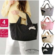 日本 passage mignon 黑色帆布 手提 斜咩 兩用袋