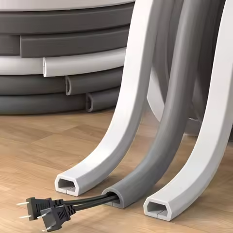 1pc 1m Flexible Floor Cable Cover PVC Cord Wall Cord Hider Floor Cable Management Wire Cover Easy In