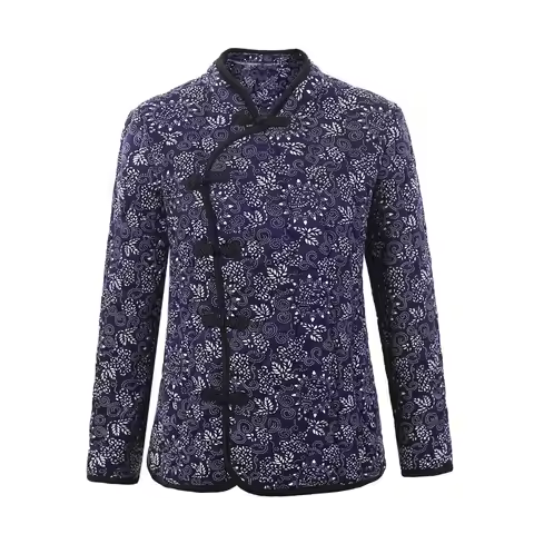 Festive Chinese Winter Coat, Retro Cotton Padded Plus Size Celebratory Mum Wear Traditional Jacket C