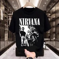 Men's Black T-Shirt with Nirvana Retro American Rock Band Print Design, Cool, Smooth Details|24s Com
