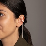 APM Monaco Up and Down Pearl Chain Ear Clip Rose Gold Earrings