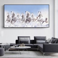 7 White Running Horses Canvas Painting Animal Posters and Prints Wall Art Picture For Living 0605
