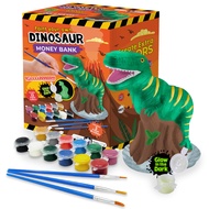 Original Stationery Paint Your Own Dinosaur Money Bank, Awesome Craft Kit with 13 Paint Colors, Roar