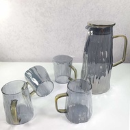 JKMLLCM Cloks Heat Resistant Glass Water Jug 1.8L with 4 Cups - CL18