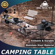 Camping kitchen set table rak dapur camping masak cookware foldable portable folding table Multi purpose Bamboo wood top
