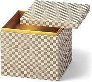J-kitchens Heavy Box, 3 Tiers, 6.5 Inches, Japanese Paper, Platinum Checkered, 7.9 x 7.9 x 6.9 inche