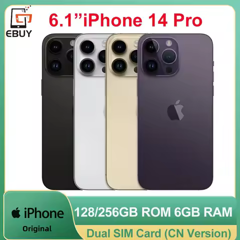 Original 6.1" iPhone 14 Pro Dual SIM Card 5G Mobile Phone 128/256 ROM 6GB RAM Face ID NFC A15 Cellph