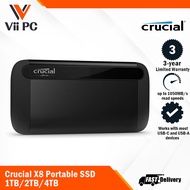 Crucial X8 Portable SSD ( 1TB / 2 TB / 4TB ) - USB 3.2 - External Solid State Drive, USB-C, USB-A - Portable SSD Storage