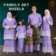 Baju Raya 2024 Viral Set Family Kurung Moden Sulam Perempuan Lelaki Slim Fit Dewasa Plus Size Kanak-Kanak| Shiela Lilac