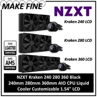 NZXT Kraken 240 280 360 Black 240mm 280mm 360mm AIO CPU Liquid Cooler Customizable 1.54" LCD
