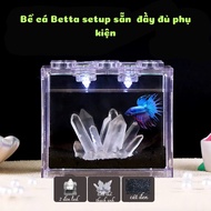 16cm Betta fish tank with full accessories. Betta fish tank combo and quartz crystals.