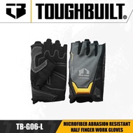 TOUGHBUILT TB-G06-L Microfiber Abrasion Resistant Half Finger Work Gloves Hand Protection Power Tool