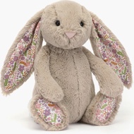 JellyCats Grey Floral Bonnie Bunny Plush Toy - Soft and cute stuffed animals Doll for Kids Gift