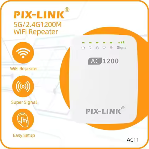 PIX-LINK AC11 1200Mbps WiFi Range Extender, 2.4 & 5GHz Signal Booster Repeater Cover up to 7500 Sq.f
