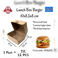 [ 12 PCS ] BURGER / CAKE BOX. FULL LAMINATION size 10 x 8 x 8.5 cm ~ FOOD GRADE