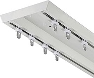 TZUFA Curtain Double Tracks (3.3-19.7 Ft) Ceiling Curtain Track Heavy-Duty Curtain Rails for Living 