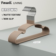 Tawii. ไม้แขวน ร่องกันลื่น 10/20/50PCS ไม้แขวนผ้า เนื้อแมทท์ การออกแบบร่อง ไม้แขวนเสื้อ