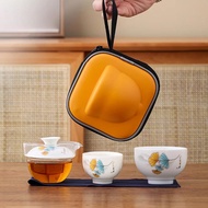 3 in 1 Chinese Tea Pot Ceramic Set Travel Portable Tas Teapot Keramik Kaca Gelas Cangkir Teko Teh Ka