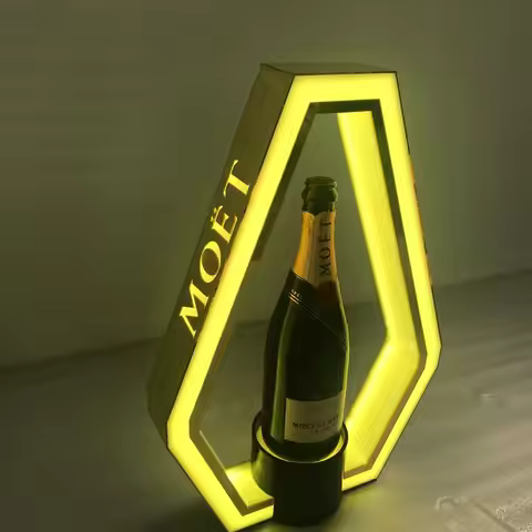 Night Club Lounge Bar Party Custom logo LED MOET Champagne Bottle Presenter Gold Light Glorifier Dis