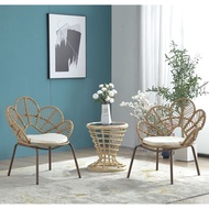 Small Rattan Outdoor Leisure Red Balcony Backrest Table Chair Imitation Two Chairs One Table Three-P