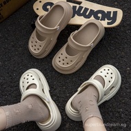 Upgraded Mary Jane Crocs women EVA thick soles 5cm height increase outside wearing Baotou slippers b