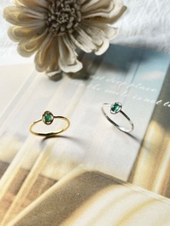 蛋面祖母綠戒指 疊戴百搭款 天然寶石 925銀