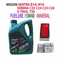 NISSAN SENTRA B14/ N16 , SERENA , XTRAIL T30 OIL FILTER +AIR FILTER +  FUELUBE 15W40 MINERAL ENGINE 