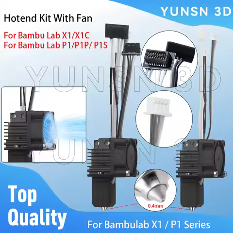 For Bambu Lab X1 X1C Upgraded Hotend Kit With Fan 0.4mm Hardened Steel Nozzle Hot End For Bambulab P