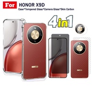 4-in-1 Full Set for Honor X9D, X9 D X 9D X7D,X7C Clear Case+Tempered Glass+Camera Lens+Back Film Pro