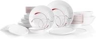Corelle Vitrelle 78-Piece Service for 12 Dinnerware Set, Triple Layer Glass and Chip Resistant, Lightweight Round Plates and Bowls Set, Splendor