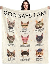 Christian Gifts for Women Men, God Says I Am Cat Blanket ;, Inspirational Religious Birthday Gifts f