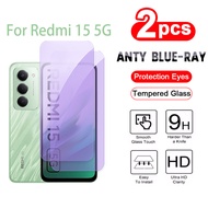 2 Pcs Tempered Glass Redmi 15 5G Anti-Bluelight Screen Protector for Redmi 15 5G 15C 14C 13 13C 5G 4