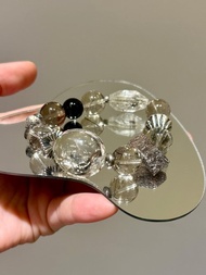 水膽蛋面黑髮晶魔鬼髮閃靈隨型茶水晶足銀999設計款手鏈