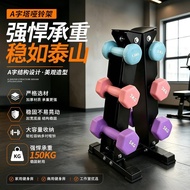 Three-tier dumbbell rack, mobile dumbbell storage and display rack, hexagonal and round-head dumbbel