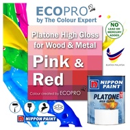 1L NIPPON PLATONE HIGH GLOSS PAINT FOR WOOD &amp; METAL PINK &amp; RED  READY STOCK / CAT MINYAK KAYU &amp; BESI MERAH &amp; MERAH JAMBU