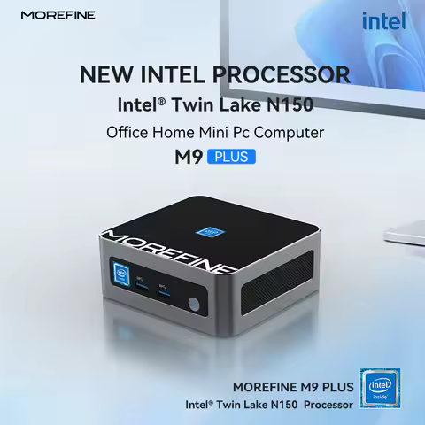 MOREFINE 2025 M9 N150 Mini PC Portable Gaming Desktop Computer Minipc Dual LAN 2.5G/1G WiFi 6 BT5.2 