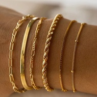 Fashion Simple Titanium Steel Bracelet All-Match diy Bracelet Ladies High-End Feeling 18k Gold Elect
