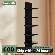 5 Tier Wooden Wall Mounted Storage Shelf Vertical Design Bookcase