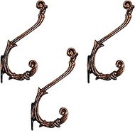 AYZCORP Set of 3 Cast Iron Antique Design Coat Hooks Wall Art Decor-Antique Design Hangers and Key H