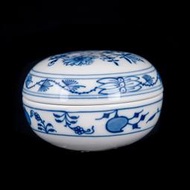 德國麥森Meissen 手繪蘭洋蔥配件圓盒一級典藏品