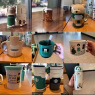 星巴克杯子2019年咖啡樂園綠色環保季小熊玻璃馬克杯保溫杯吸管杯