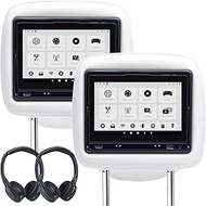 THEVRSE Factory Match Solution Rear Entertainment System for Tesla Model 3 &amp; Y, Removeable 8 in Tablet &amp; Slot-in CD Player Dual Screen Interactive Sharing for Wonderful Trips (White Color, Pack of 2)