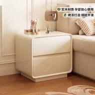 Bedroom Solid Wood Light Lacquer Small Storage Luxury Premium Cream Bedside Table Baking Household B